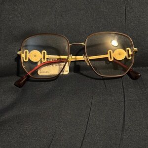 Versace Gold Vintage-Style Glasses with Decorative Medallions